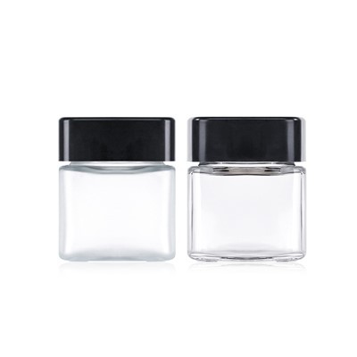 2oz 4oz Square Clear Glass Child Proof Jar