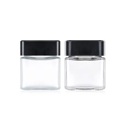 2oz 4oz Square Clear Glass Child Proof Jar
