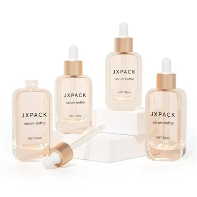 50ml Square Dropper Bottles Glass Lotion Bottle Packaging
