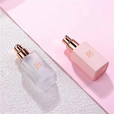 Square Lotion Pump Bottles 30ml Pink Glass Bottle Foundation