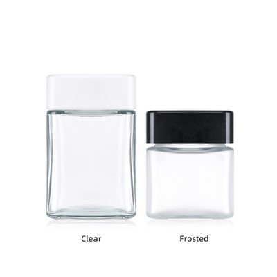 2oz 4oz Square Clear Glass Child Proof Jar