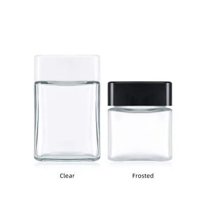 2oz 4oz Square Clear Glass Child Proof Jar