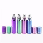 Electroplating Pink Purple Blue Tall 10ml Glass Perfume Roll On Bottle With Stainless Steel Roller Ball