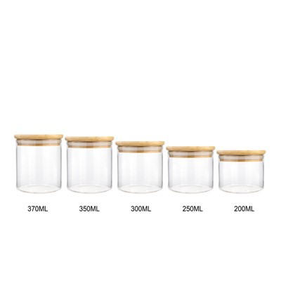 1 2 3 4 6 8 Oz Straight Side Lid Flower Glass Jars with bamboo cork