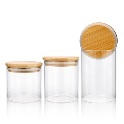 1 2 3 4 6 8 Oz Straight Side Lid Flower Glass Jars with bamboo cork