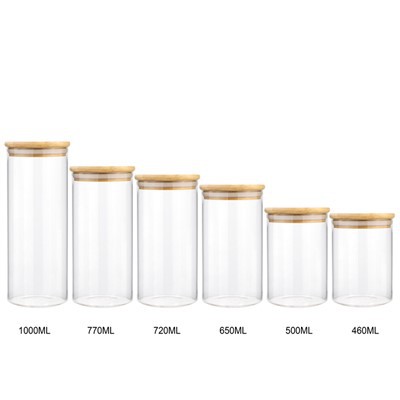 1 2 3 4 6 8 Oz Straight Side Lid Flower Glass Jars with bamboo cork