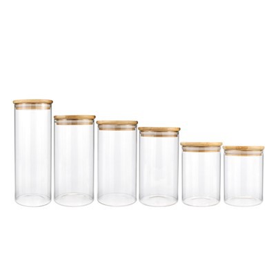 1 2 3 4 6 8 Oz Straight Side Lid Flower Glass Jars with bamboo cork