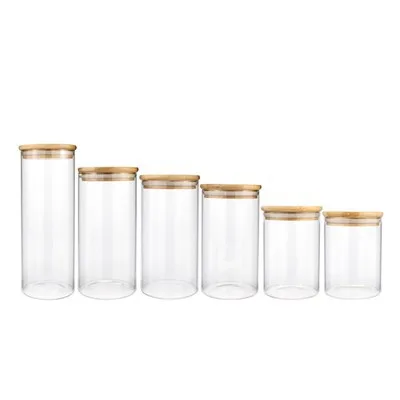 1 2 3 4 6 8 Oz Straight Side Lid Flower Glass Jars with bamboo cork