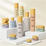 Straight Round Glass Packaging Skincare Bamboo Cosmetic Bottle
