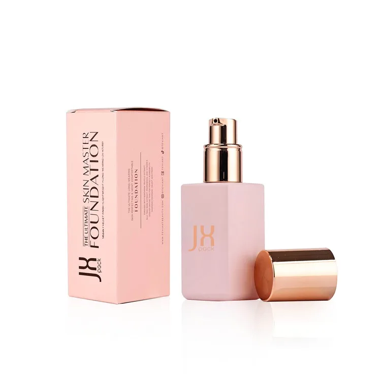 Square Lotion Pump Bottles 30ml Pink Glass Bottle Foundation