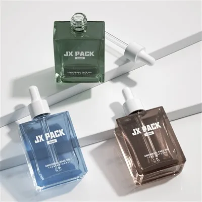 Square 1 Oz Clear Glass Dropper Bottles