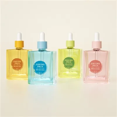 Square 1 Oz Clear Glass Dropper Bottles