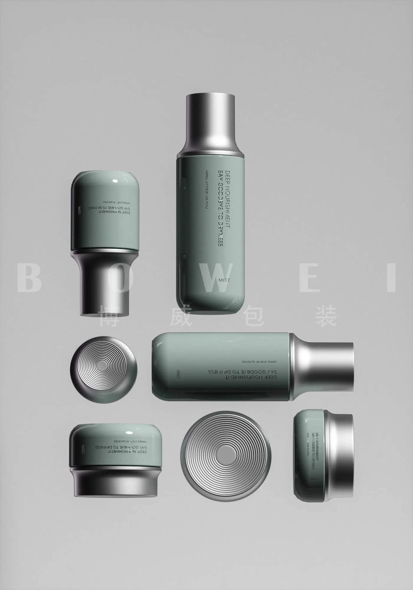 Luxury Matching Skincare Glass Bottle Set | Toner Lotion Serum Cream Jars, Custom Spray‑Color Frosted Clear OEM ODM Cosmetic Packaging